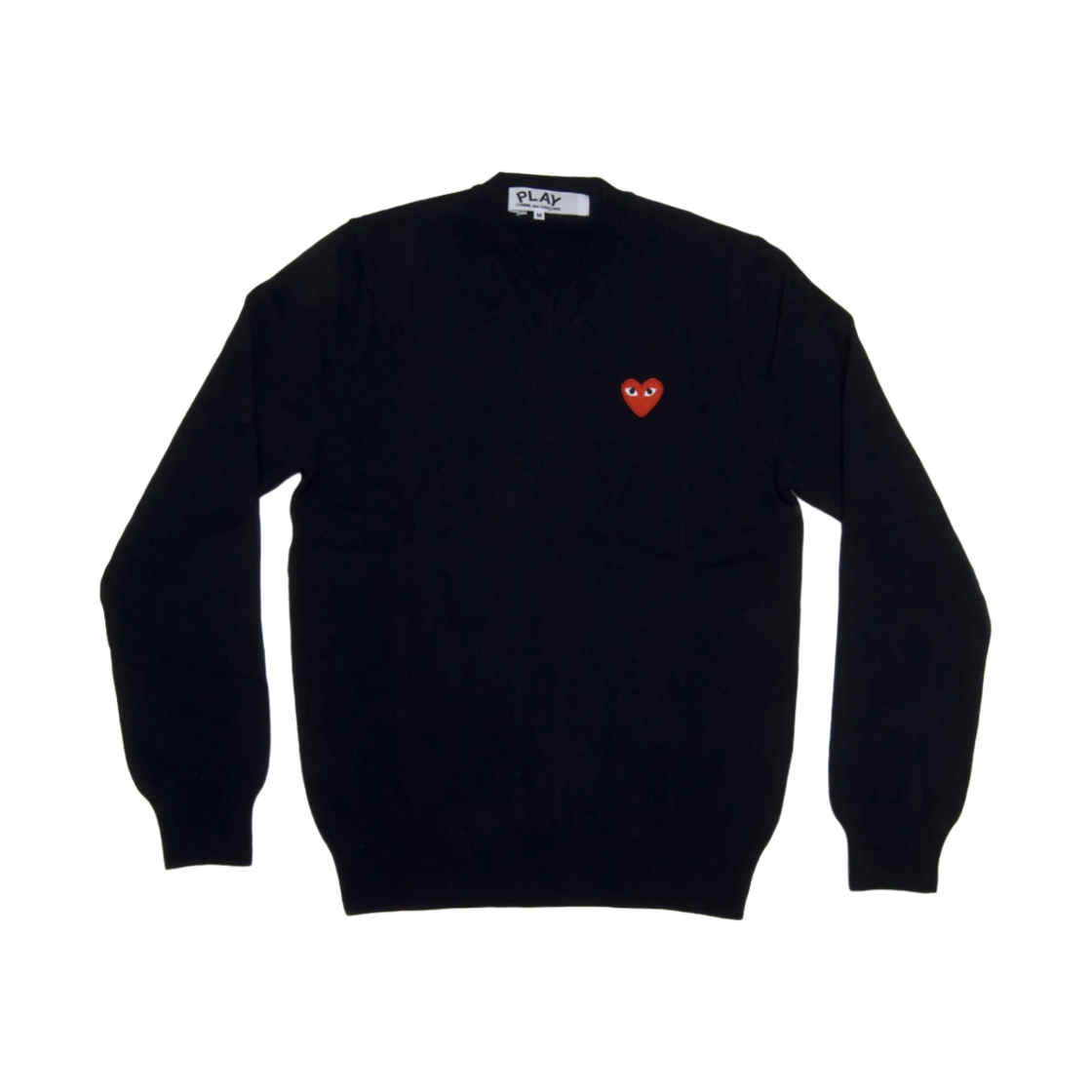 플레이 꼼데가르송 레드 하트 브이넥 스웨터 블랙(Play Comme des Garcons Red Heart V-Neck Sweater Black)