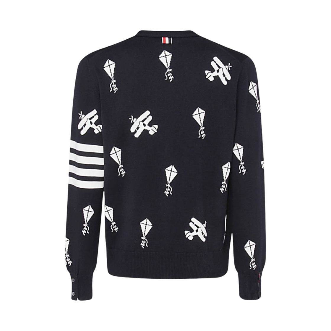 톰브라운 파인 메리노 울 하프 드롭 스카이 아이콘 사선 릴렉스 핏 가디건 네이비(Thom Browne Fine Merino Wool Half Drop Sky Icons 4-Bar Relaxed Fit Cardigan Navy) - 2