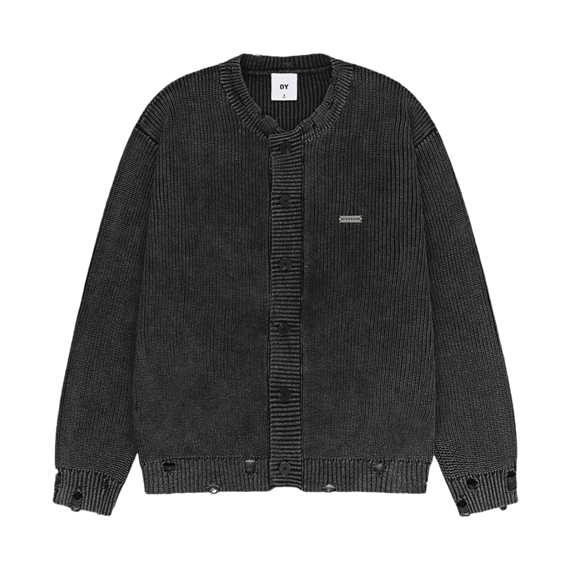 OYBDF1TO105BK OY Distressed Dyed Cardigan Black - 대표 이미지 #1