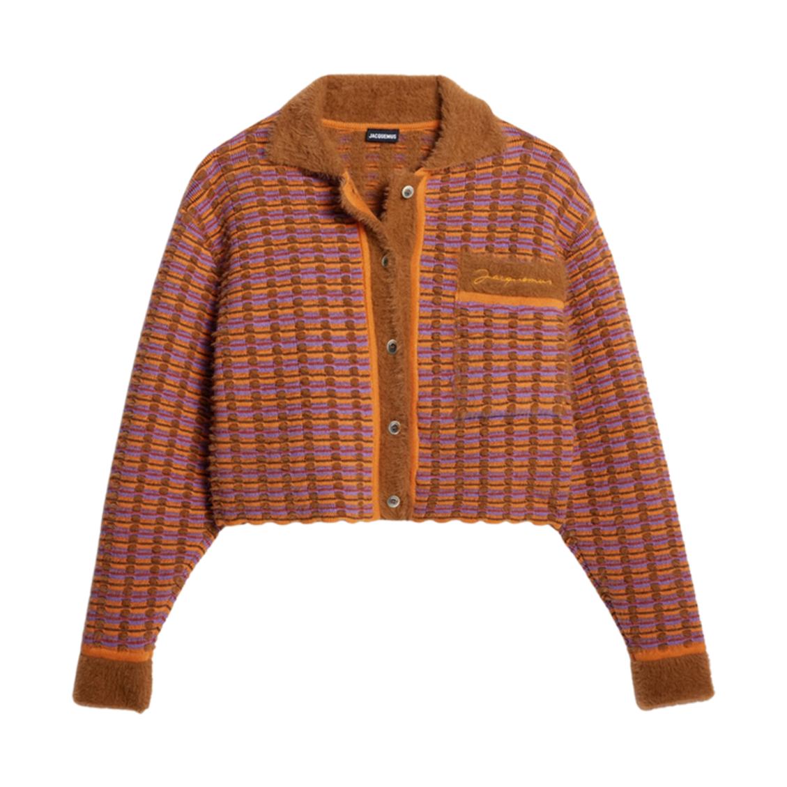 (W) 자크뮈스 르 가디건 마치오 스캘럽드 자카드 가디건 멀티 브라운((W) Jacquemus Le Cardigan Macio Scalloped Jacquard Cardigan Multi Brown) - 1