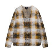 Stussy Hairy Plaid Cardigan Gold