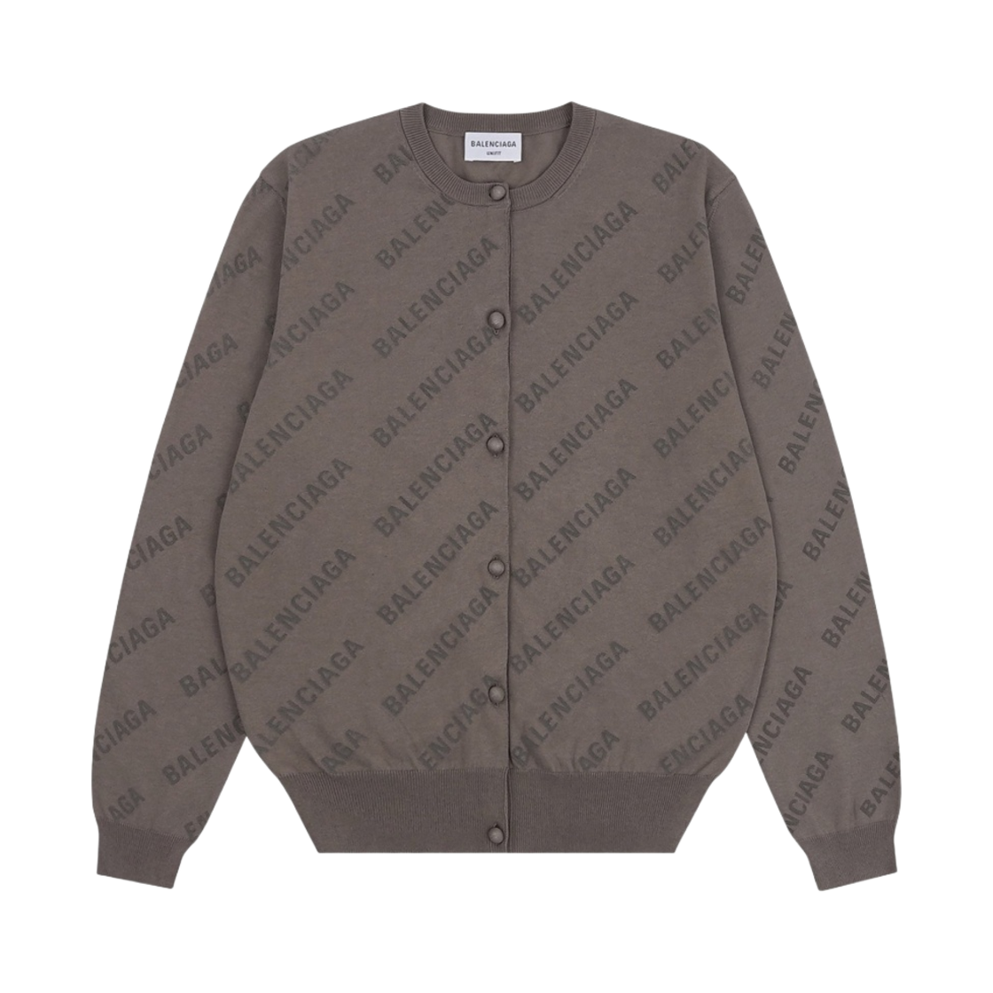 (W) 발렌시아가 올오버 로고 크롭 가디건 베이지((W) Balenciaga Allover Logo Cropped Cardigan Beige) - 1