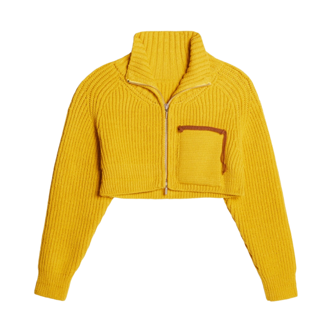 (W) 자크뮈스 르 가디건 아크로 코트 하이 넥 가디건 옐로우((W) Jacquemus Le Cardigan Arco Court High Neck Cardigan Yellow) - 1