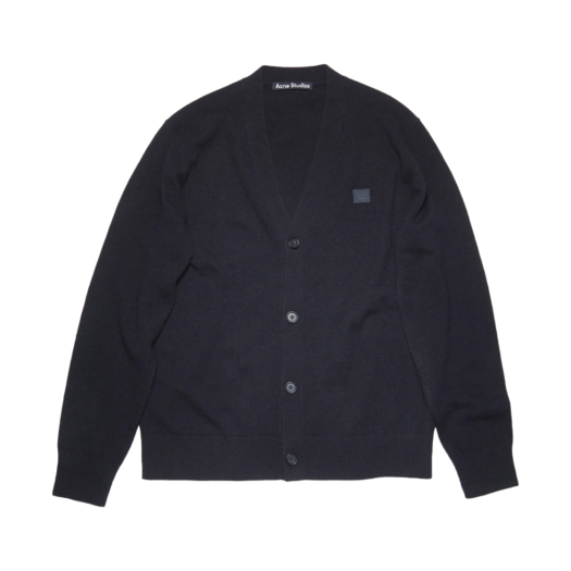 C60038-900 Acne Studios Keve Face V-Neck Cardigan Black