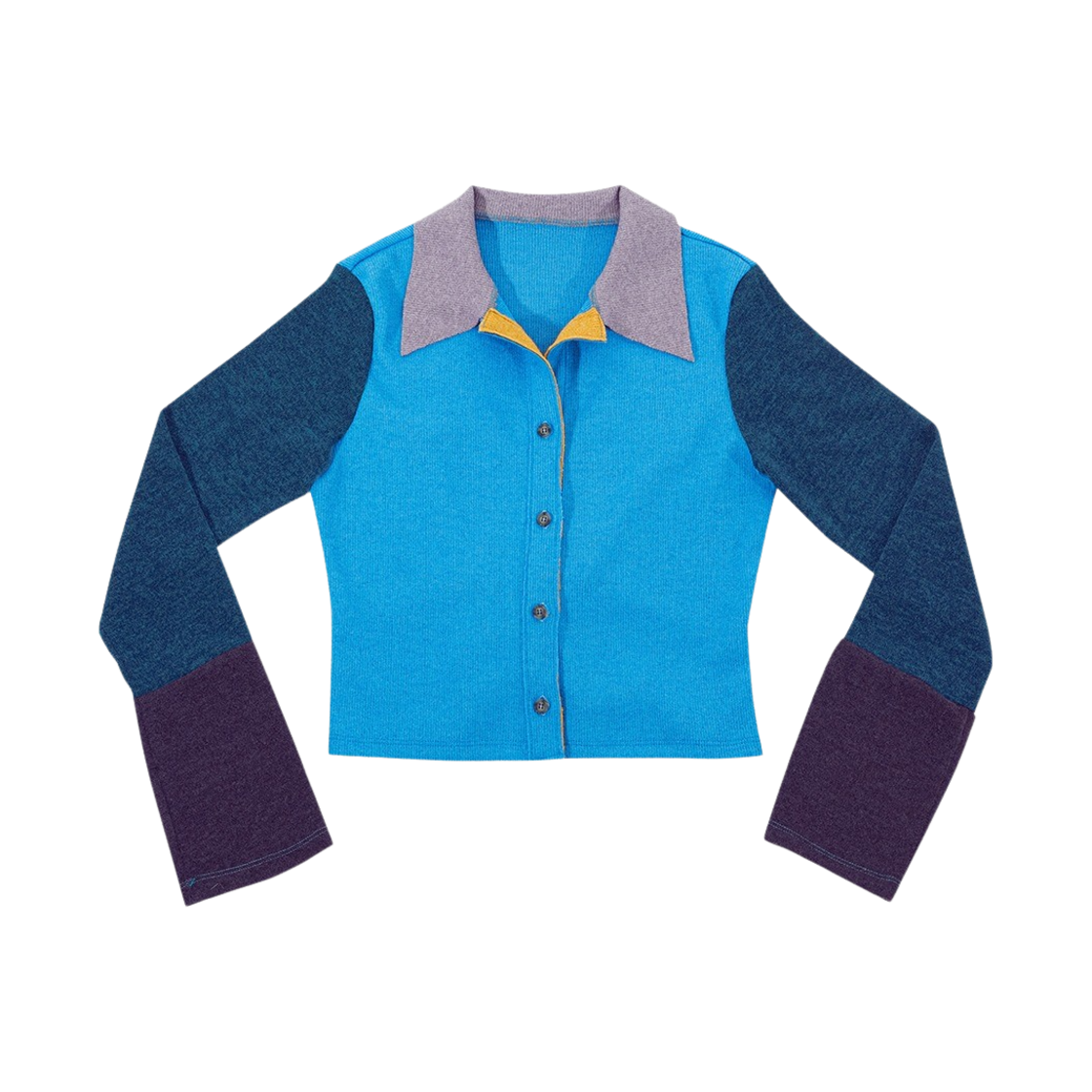 달링유어배드 우먼 멀티컬러 니트 셔츠 블루(Darling You're Bad Women Multicolor Knit Shirt Blue)