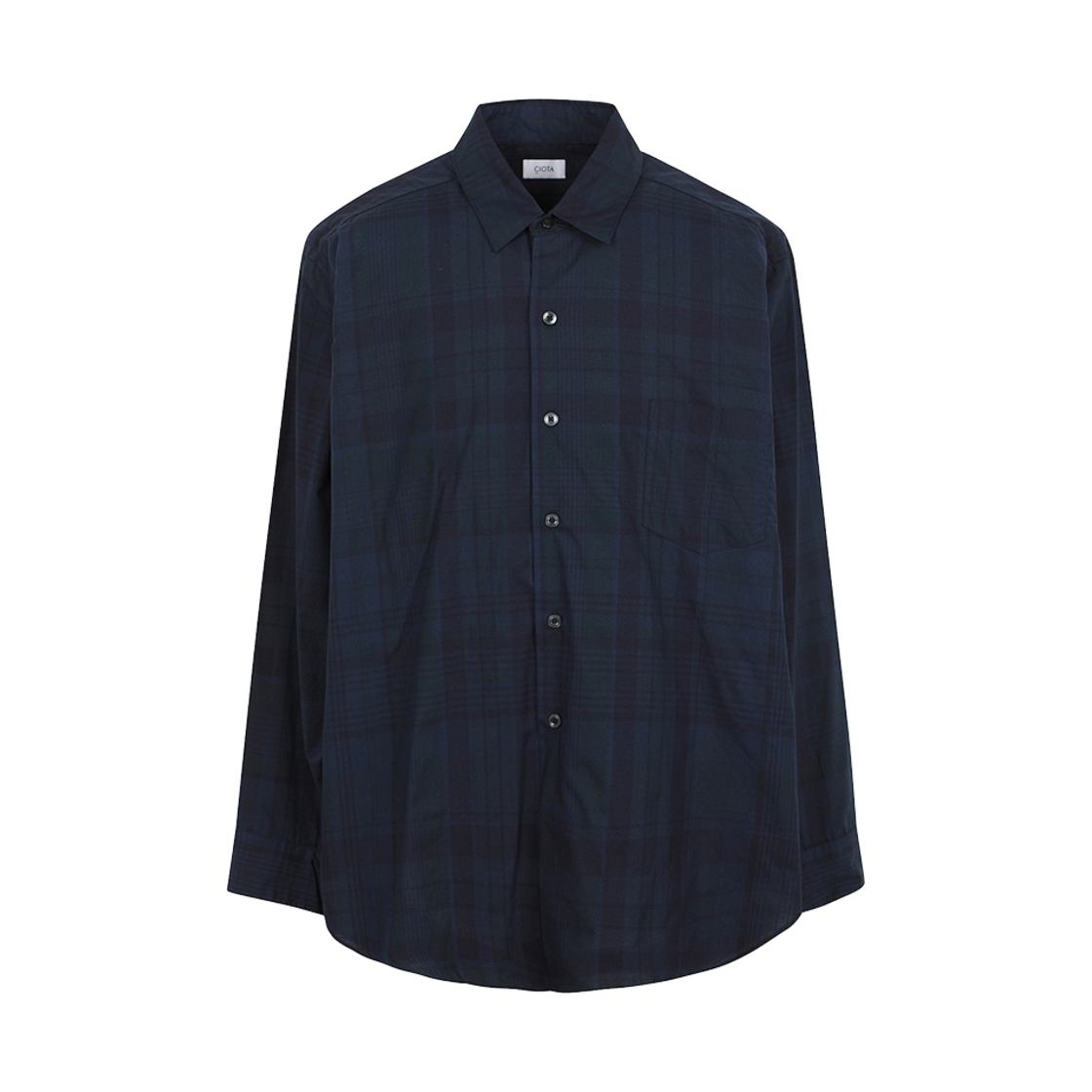 시오타 레귤러 칼라 셔츠 마드라스 오버다이 네이비 - 24FW(Ciota Regular Collar Shirt Madras Overdye Navy - 24FW)