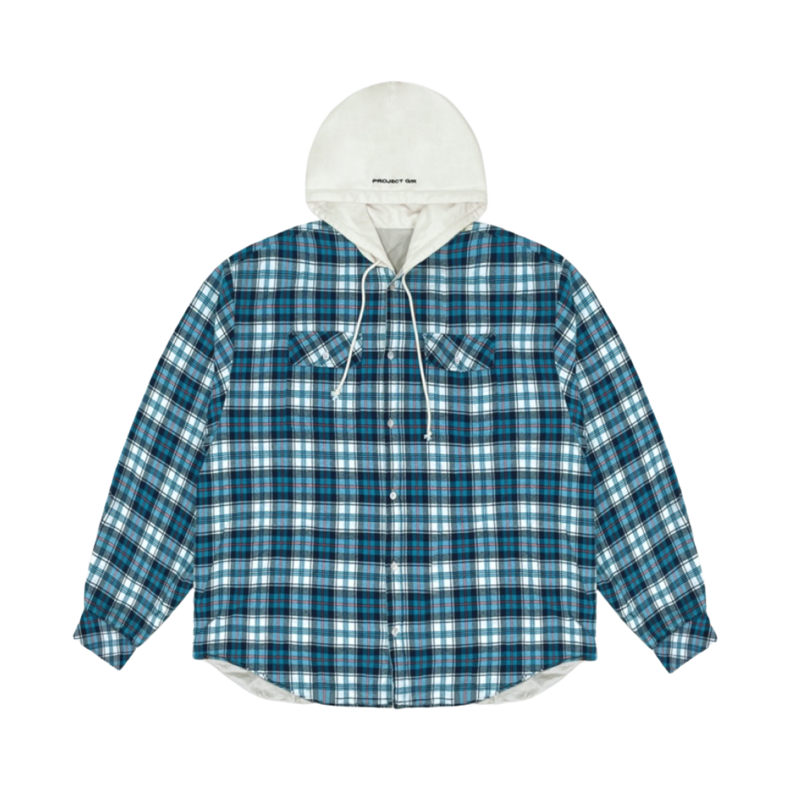 프로젝트 G/R 리버시블 후드 체크 셔츠 블루 그린 베이지(Project G/R Reversible Hooded Check Shirt Blue Green Beige)