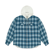 Project G/R Reversible Hooded Check Shirt Blue Green Beige