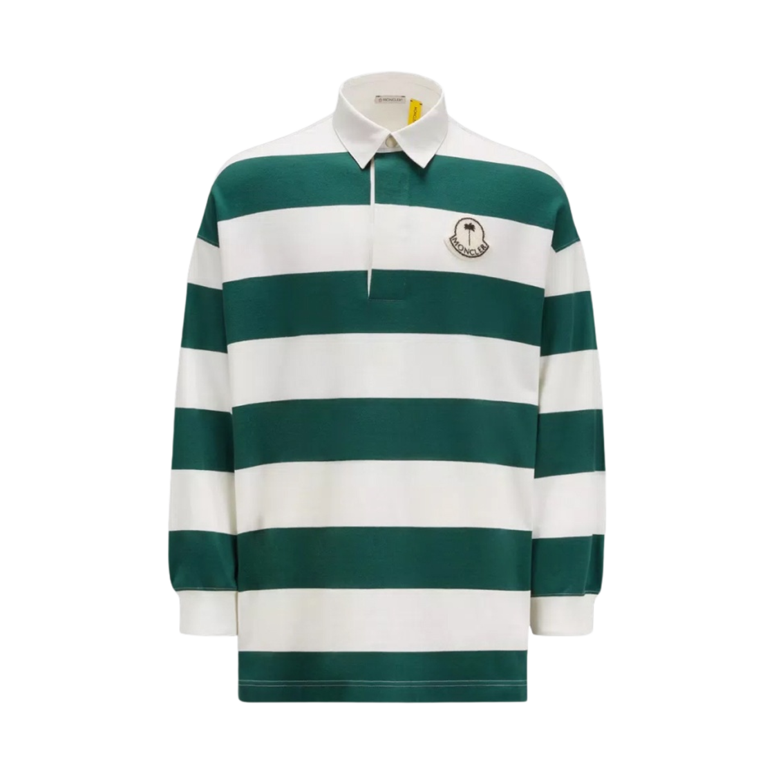 몽클레르 x 팜 엔젤스 스트라이프 롱슬리브 폴로 셔츠 화이트 그린 - 23FW(Moncler x Palm Angels Striped Long Sleeve Polo Shirt White Green - 23FW)