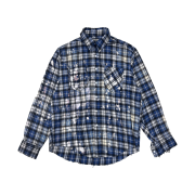 GRAILZ Bleached Plaid Shirts Blue