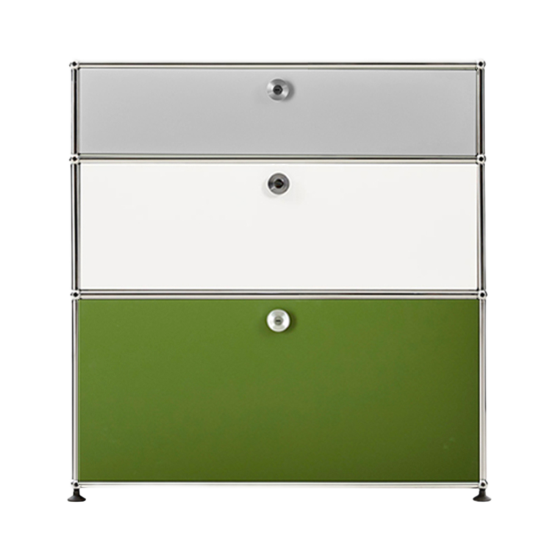 _USM069_copy USM Haller Storage 1x3 Light Grey Pure White Olive Green