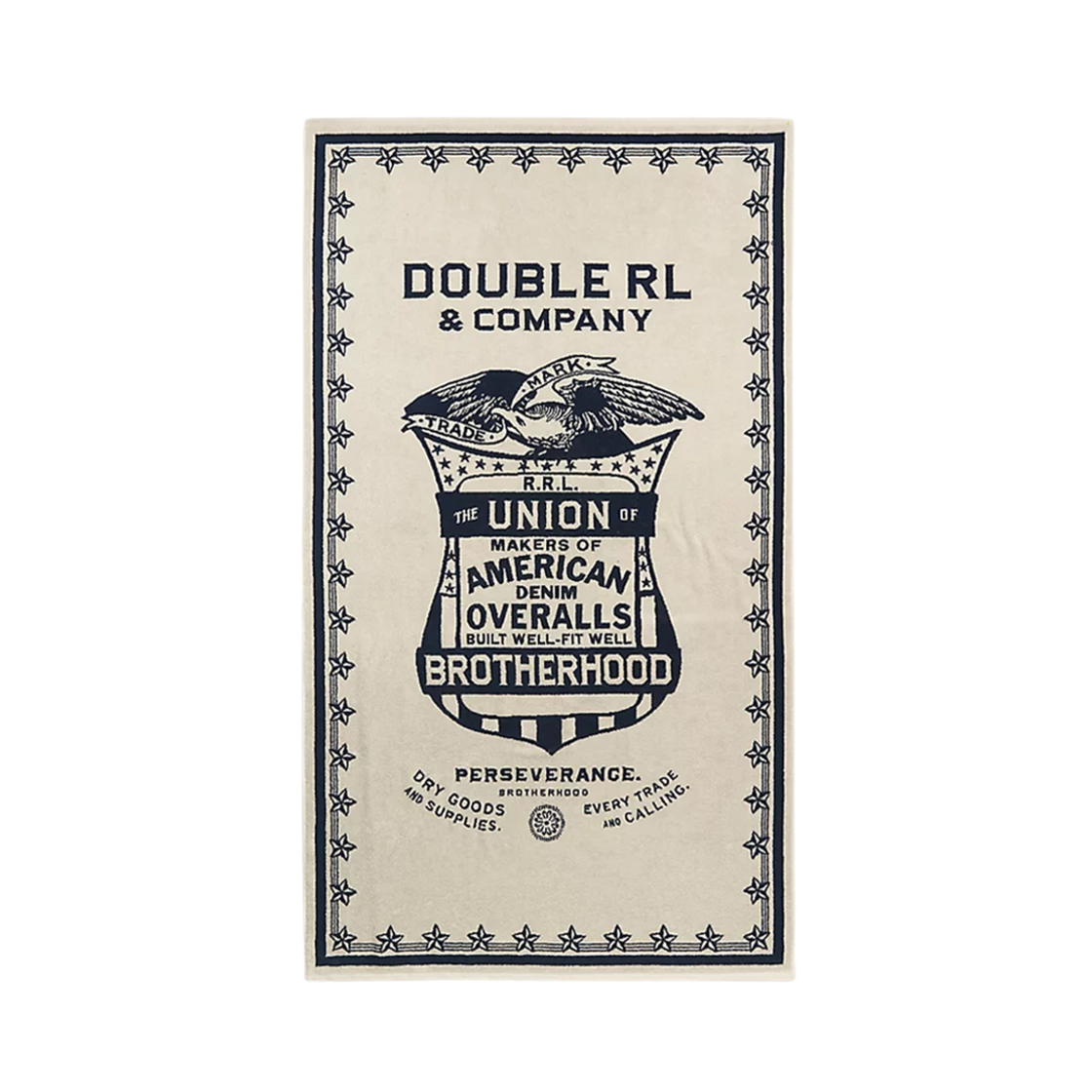 더블알엘 실드 그래픽 비치 타월 네이비 화이트(Double RL Shield Graphic Beach Towel Navy White)
