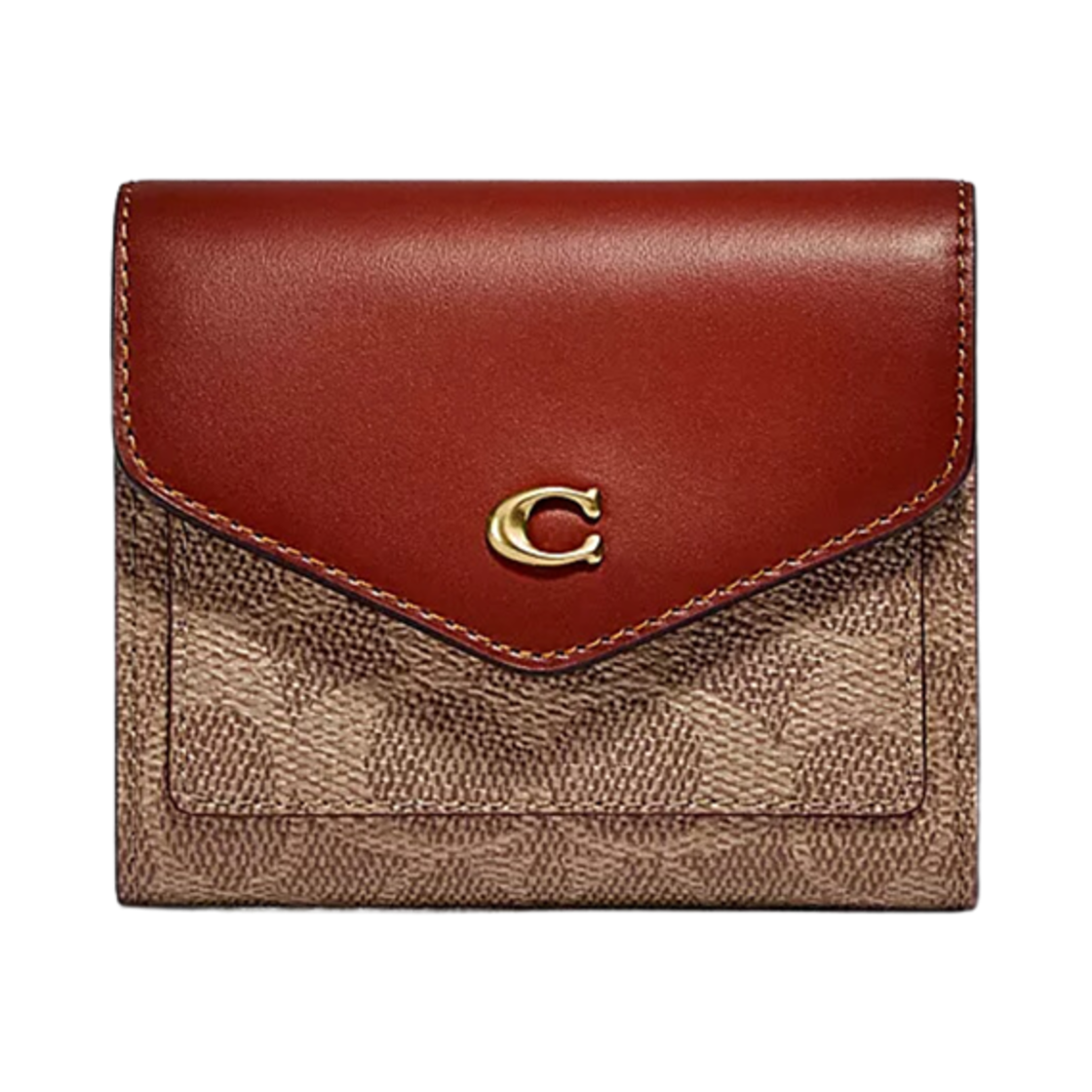 C2329-B4NQ4 Coach Wyn Small Wallet in Colorblock Signature Canvas Tan Rust