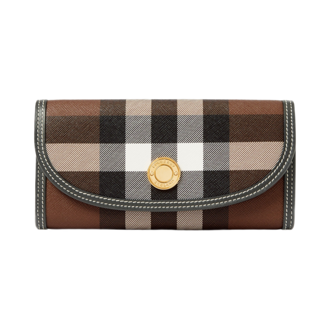 버버리 체크 앤 레더 컨티넨탈 지갑 다크 버치 브라운(Burberry Check and Leather Continental Wallet Dark Birch Brown) - 1