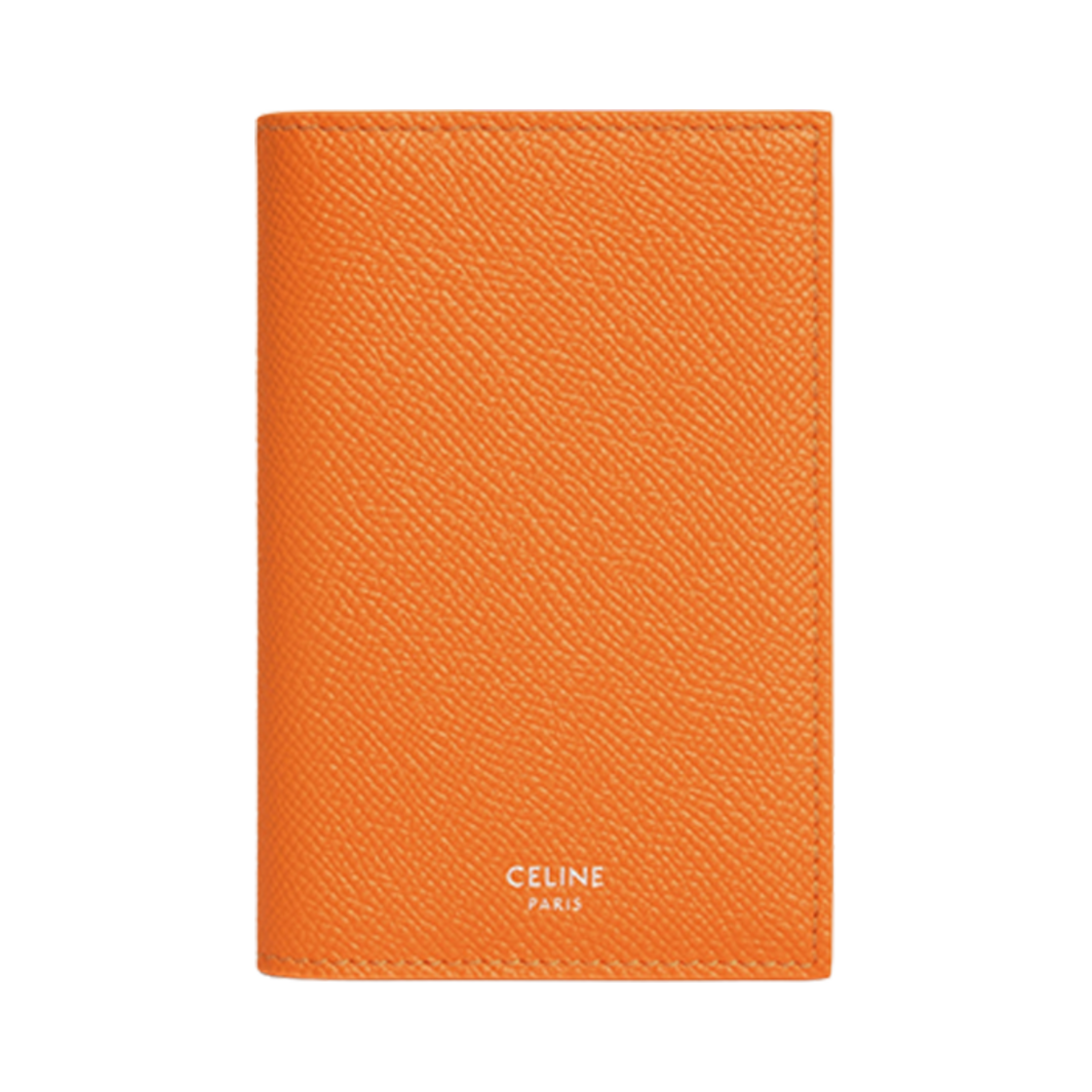 10K873GJX-11OF Celine Vertical Card Holder in Grained Calfskin Fluo Orange