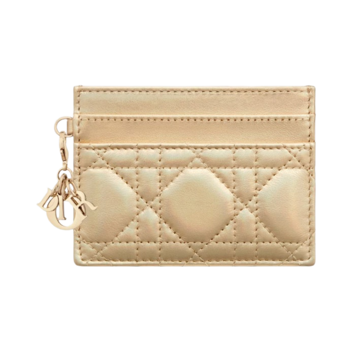 디올 레이디 5 슬롯 카드 홀더 까나쥬 램스킨 이리디센트 메탈릭 골드(Dior Lady Five Slot Card Holder Cannage Lambskin Iridescent Metallic Gold) - 1