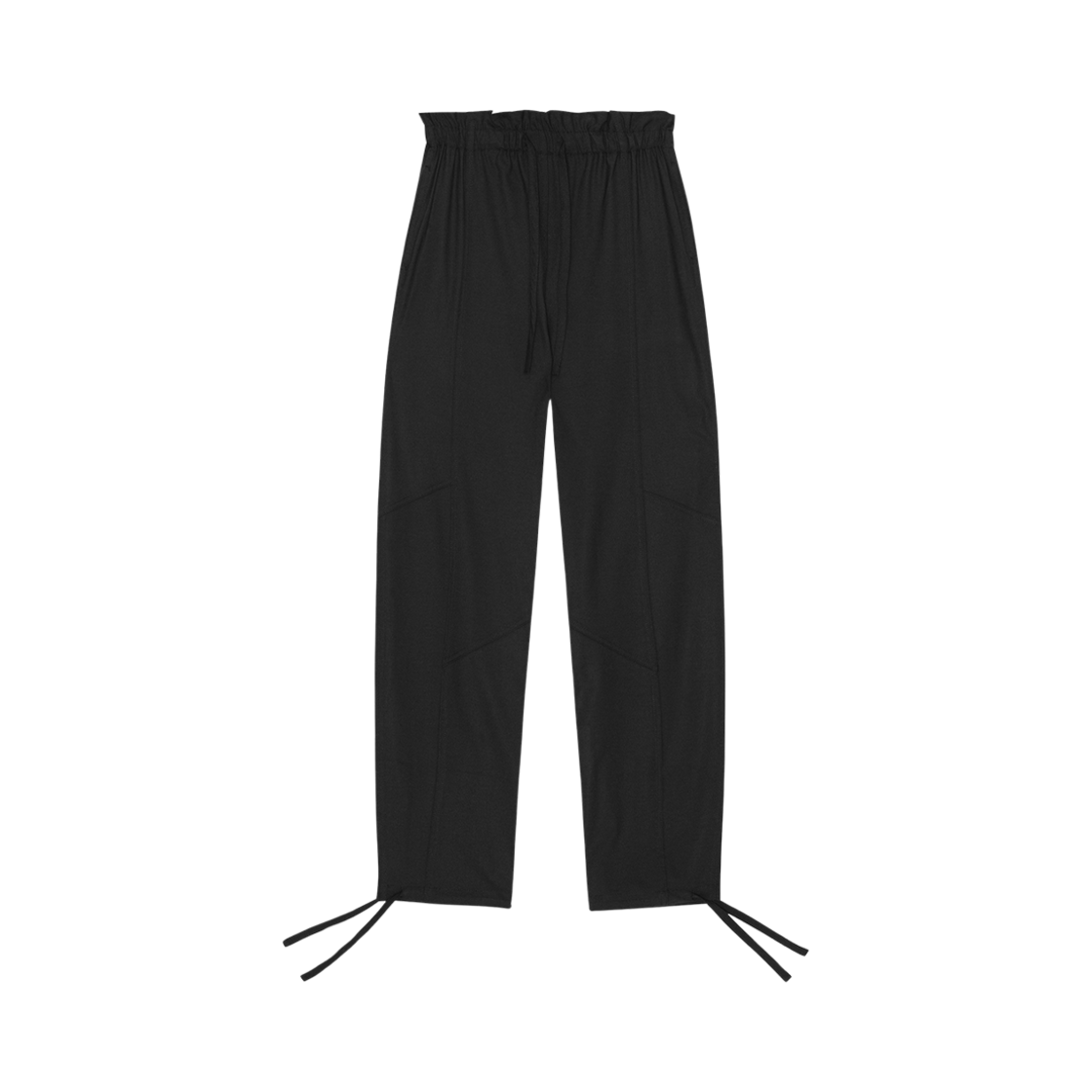 F8929-099 (W) Ganni Drapey Melange Elasticated Waist Trousers Black