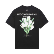 Wooyoungmi Flower Print Back Logo T-Shirt Black - 22SS