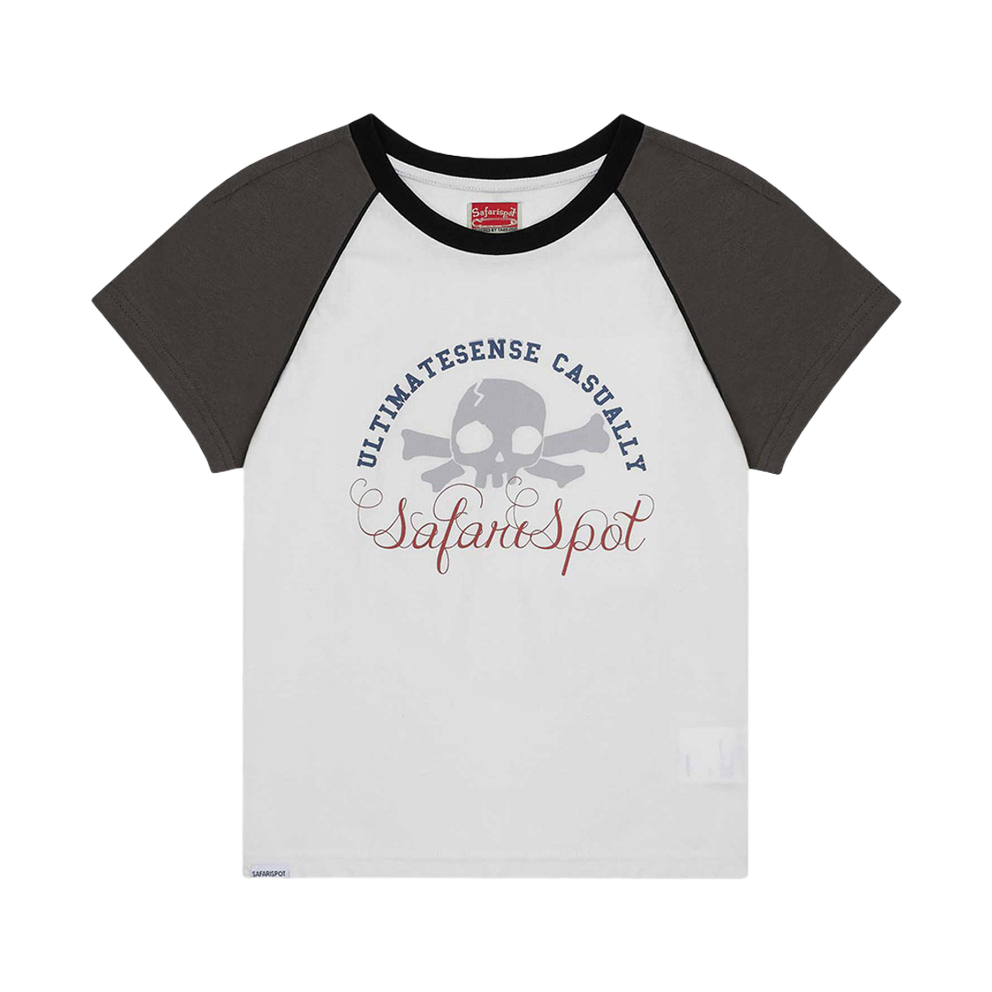 사파리스팟 1/2 멀티 스컬 라글란 티 화이트 차콜