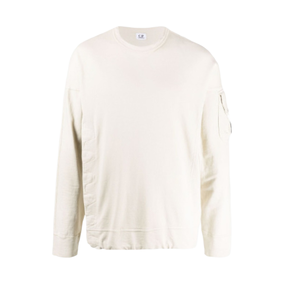 11CMSS135A002246G116 C.P. Company Light Fleece Asymmetrical Sweatshirt Sandshell - 21FW