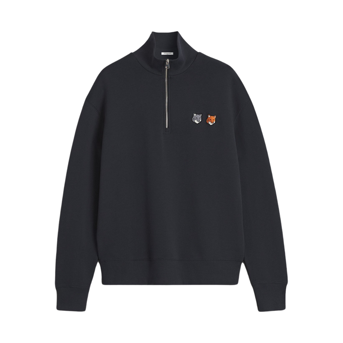 메종 키츠네 더블 볼드 폭스 헤드 하프 집 컴포트 스웨트셔츠 앤트러사이트(Maison Kitsune Double Bold Fox Head Half Zip Comfort Sweatshirt Anthracite) - 1