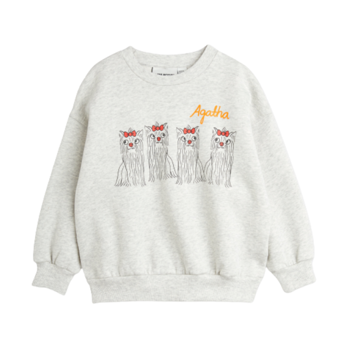 (키즈) 미니 로디니 아가타 도그 스웨트셔츠 그레이 멜란지((Kids) Mini Rodini Agatha Dog Sweatshirt Grey Melange)