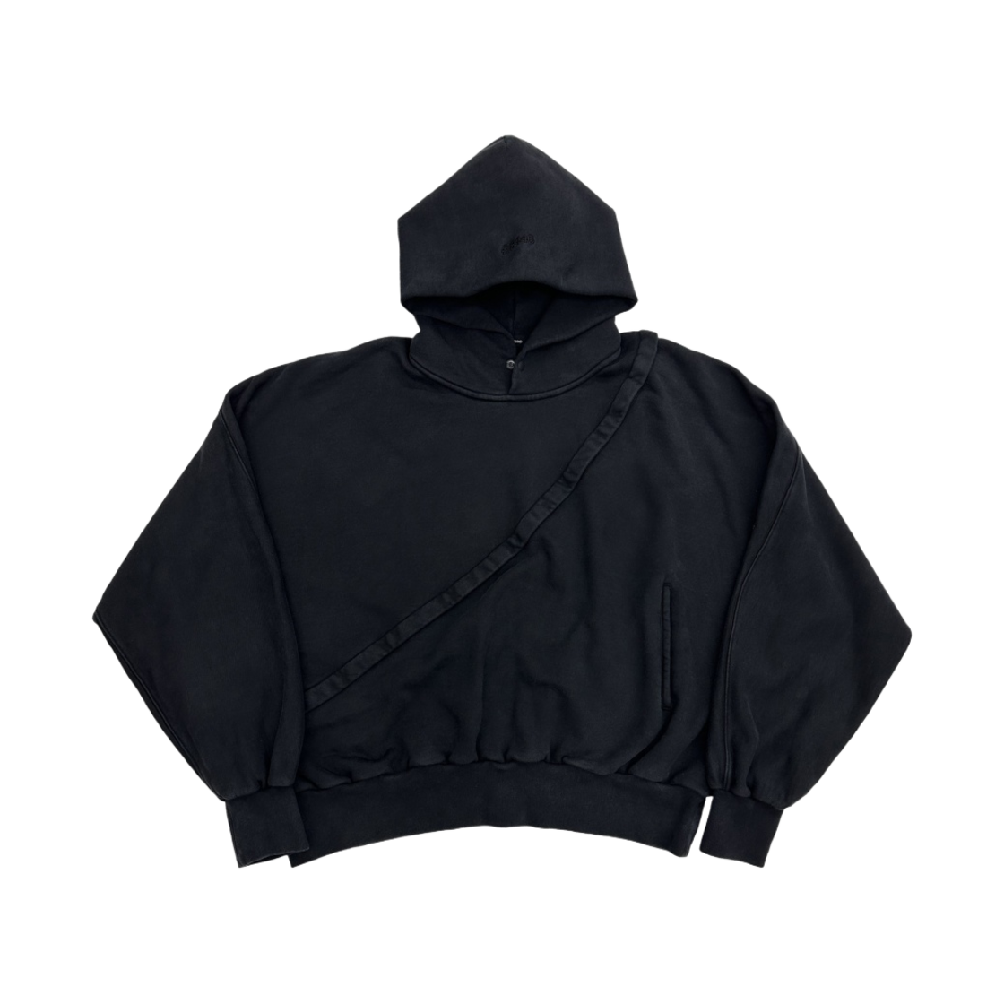 논노드 x 신세계 BAYC #8446 2 피스 크롭 후드 워시드 블랙(Nonnod x Shinsegae BAYC #8446 2-Piece Cropped Hoodie Washed Black)