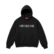 Supreme Collegiate Patchwork Leather Hooded Sweatshirt Black - 23FW