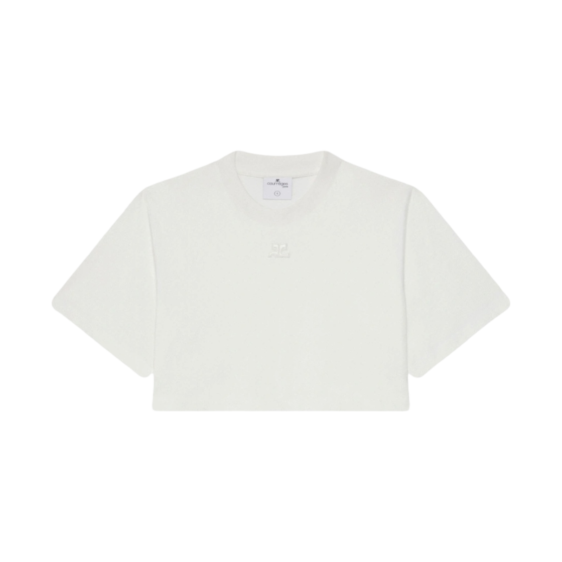 (W) 꾸레쥬 크롭드 드라이 저지 티셔츠 화이트((W) Courreges Cropped Dry Jersey T-Shirt White) - 1