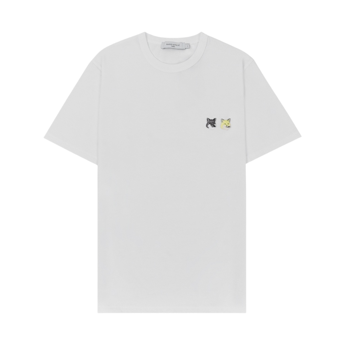 메종 키츠네 더블 모노크롬 폭스 헤드 패치 클래식 티셔츠 화이트(Maison Kitsune Double Monochrome Fox Head Patch Classic T-Shirt White)