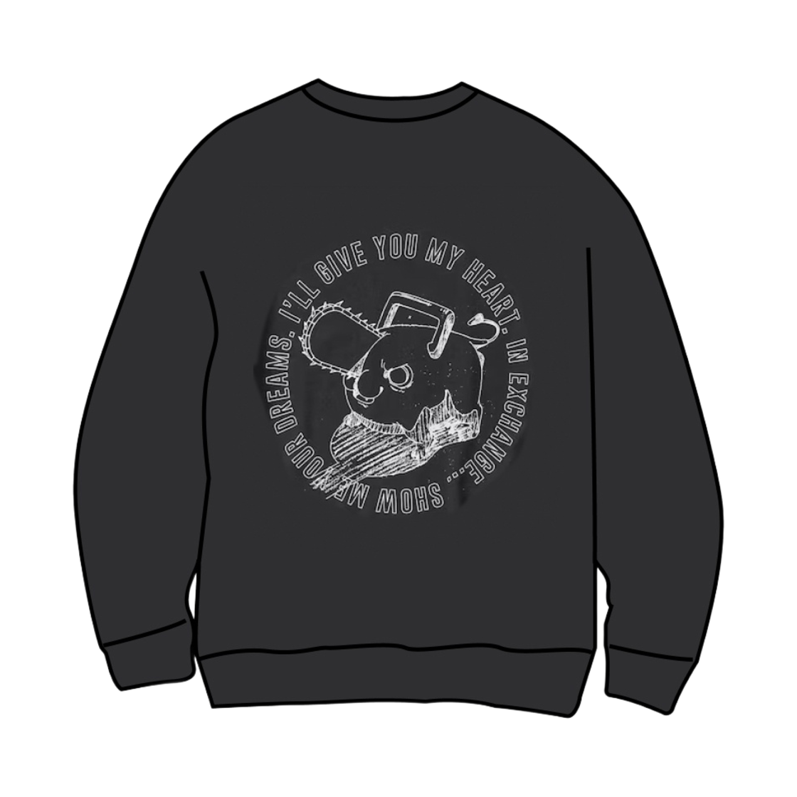 유니클로 UT 체인소 맨 x 코스케 카와무라 그래픽 롱슬리브 티셔츠 포치타 다크 그레이 - JP