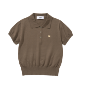 Knitted W Basic Essential Washable Collar Knit Mocha