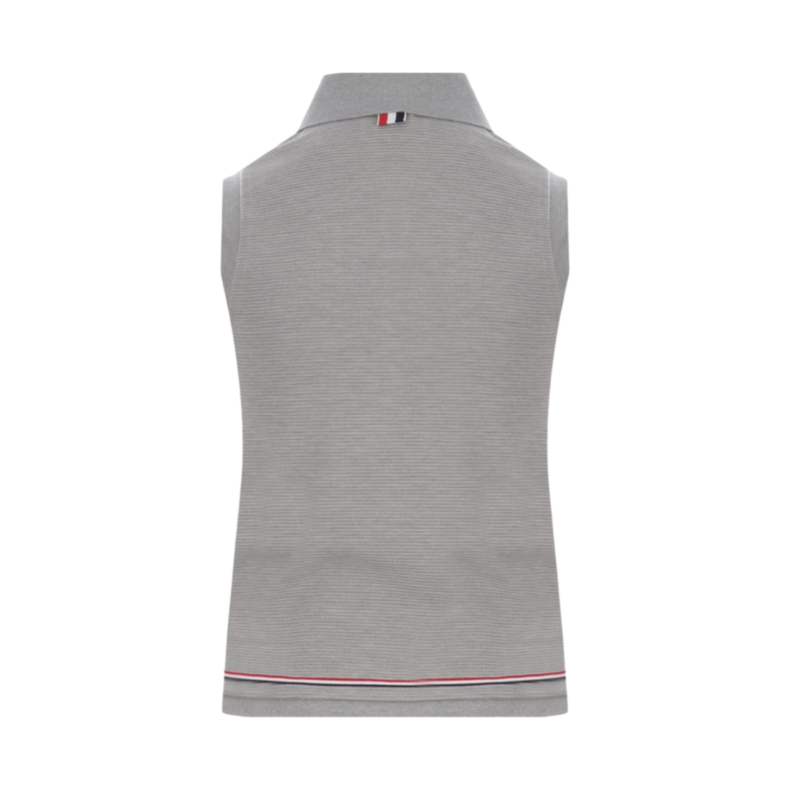 (W) 톰브라운 코튼 오토만 립 스트라이프 트림 슬리브리스 폴로 라이트 그레이((W) Thom browne Cotton Ottoman Rib Stripe Trim Sleeveless Polo Light Grey) - 2