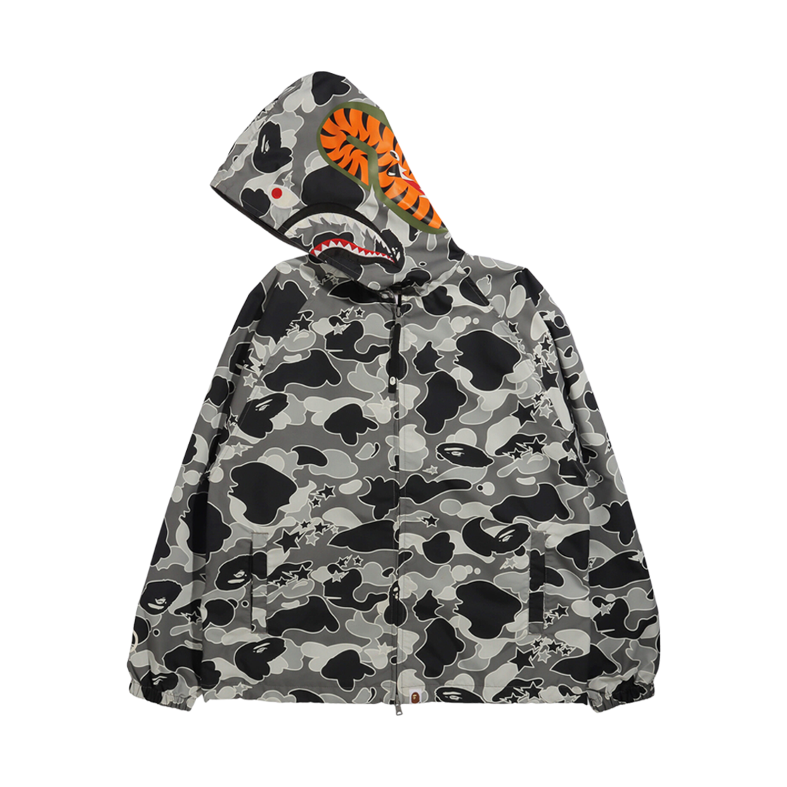 (W) 베이프 스타 카모 오버사이즈 풀 집 후드 자켓 블랙((W) BAPE Sta Camo Oversized Full Zip Hoodie Jacket Black) - 2