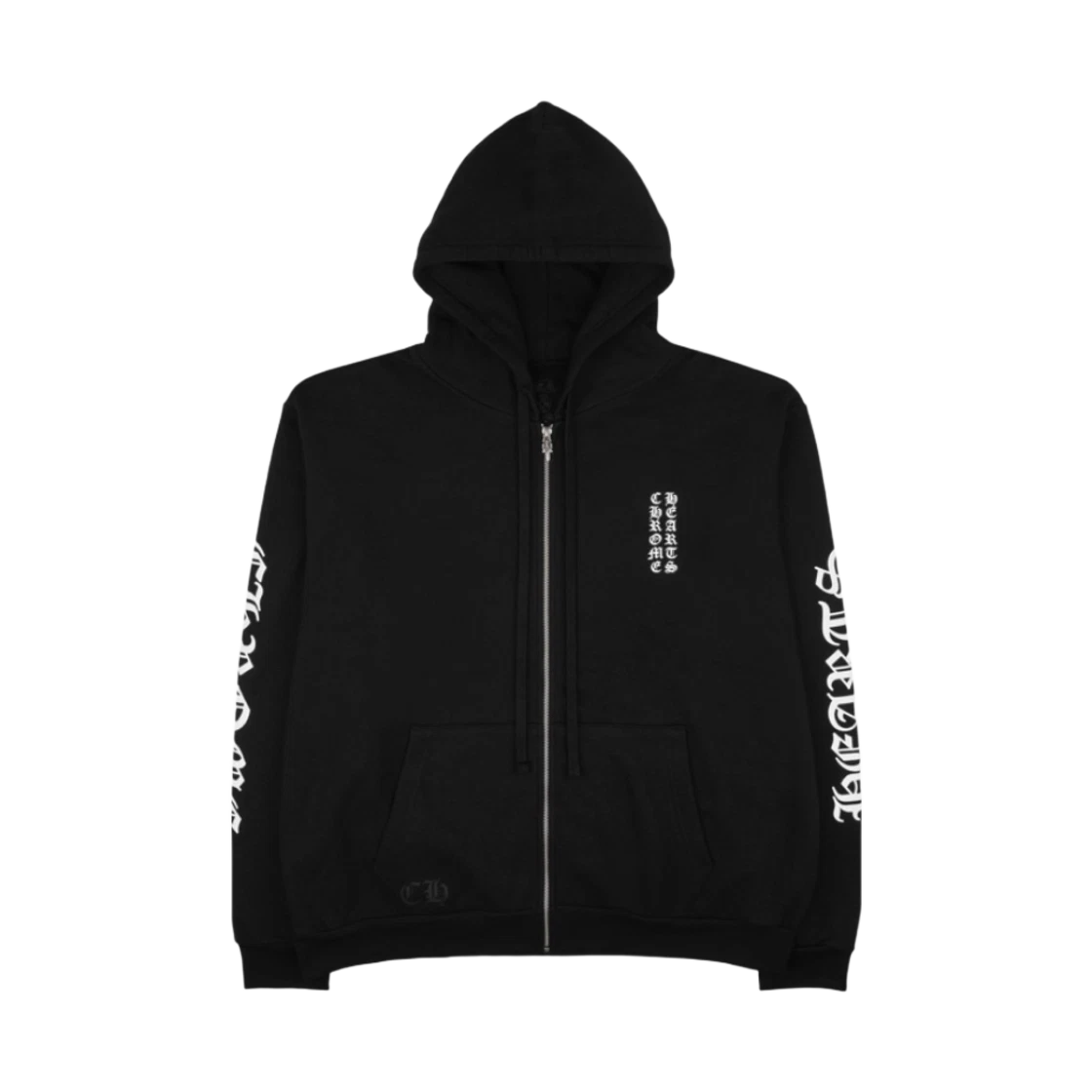 Chrome Hearts Chrome Vertical Logo Fleece Zip-Up Hoodie Black · XS