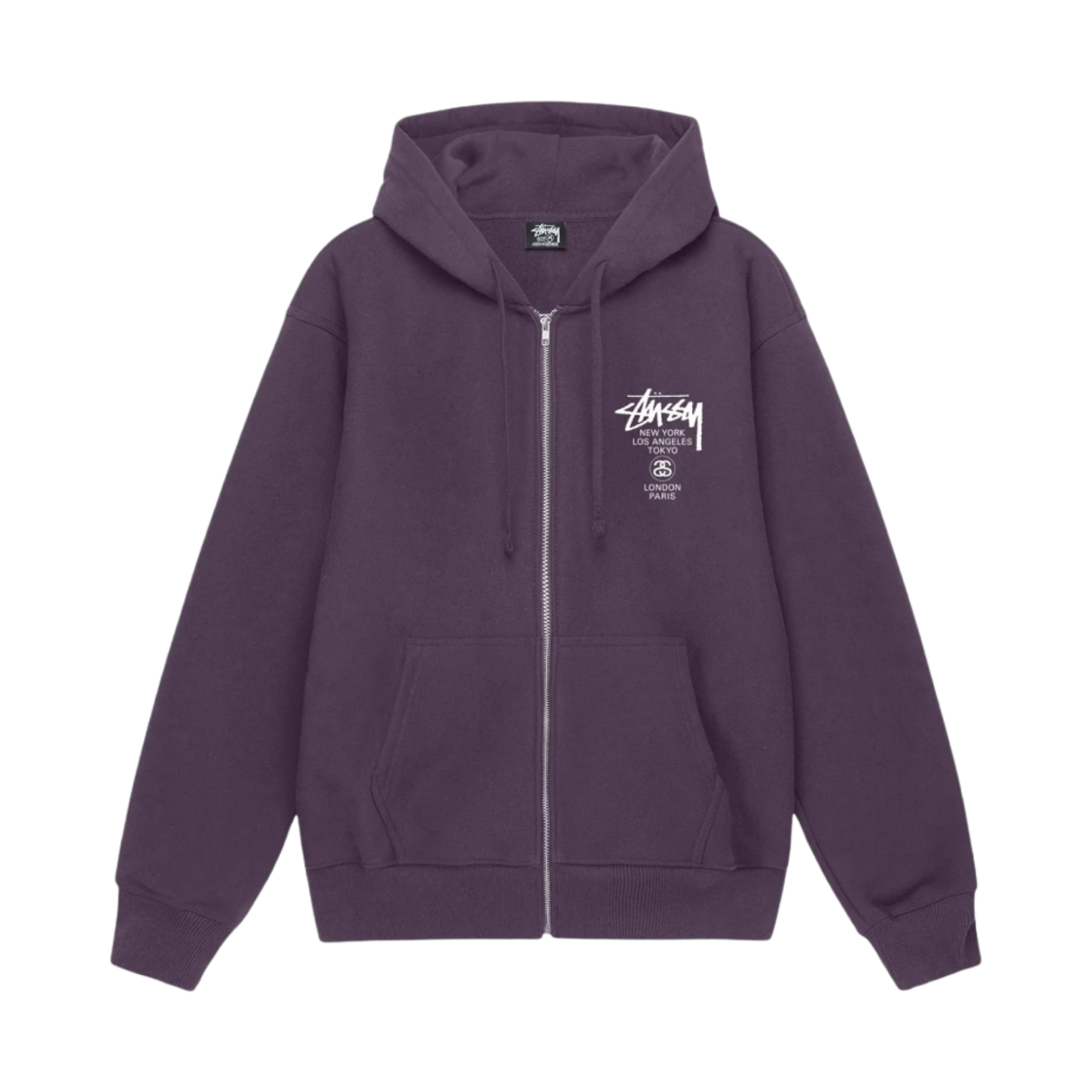 스투시 월드투어 후드 집업 그레이프 2023(Stussy World Tour Zip Hoodie Grape 2023)