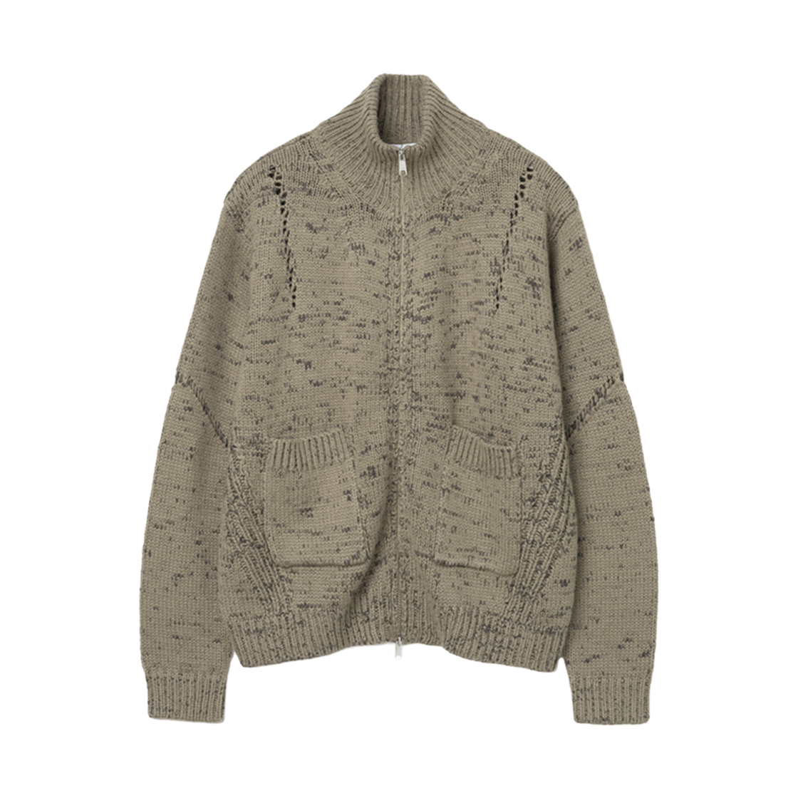 ML389KAB Millo Archive Dust High Neck Full Zip Up Khaki Brown