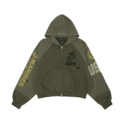 Project G/R Reconstructed Folded Zip Hoodie Khaki