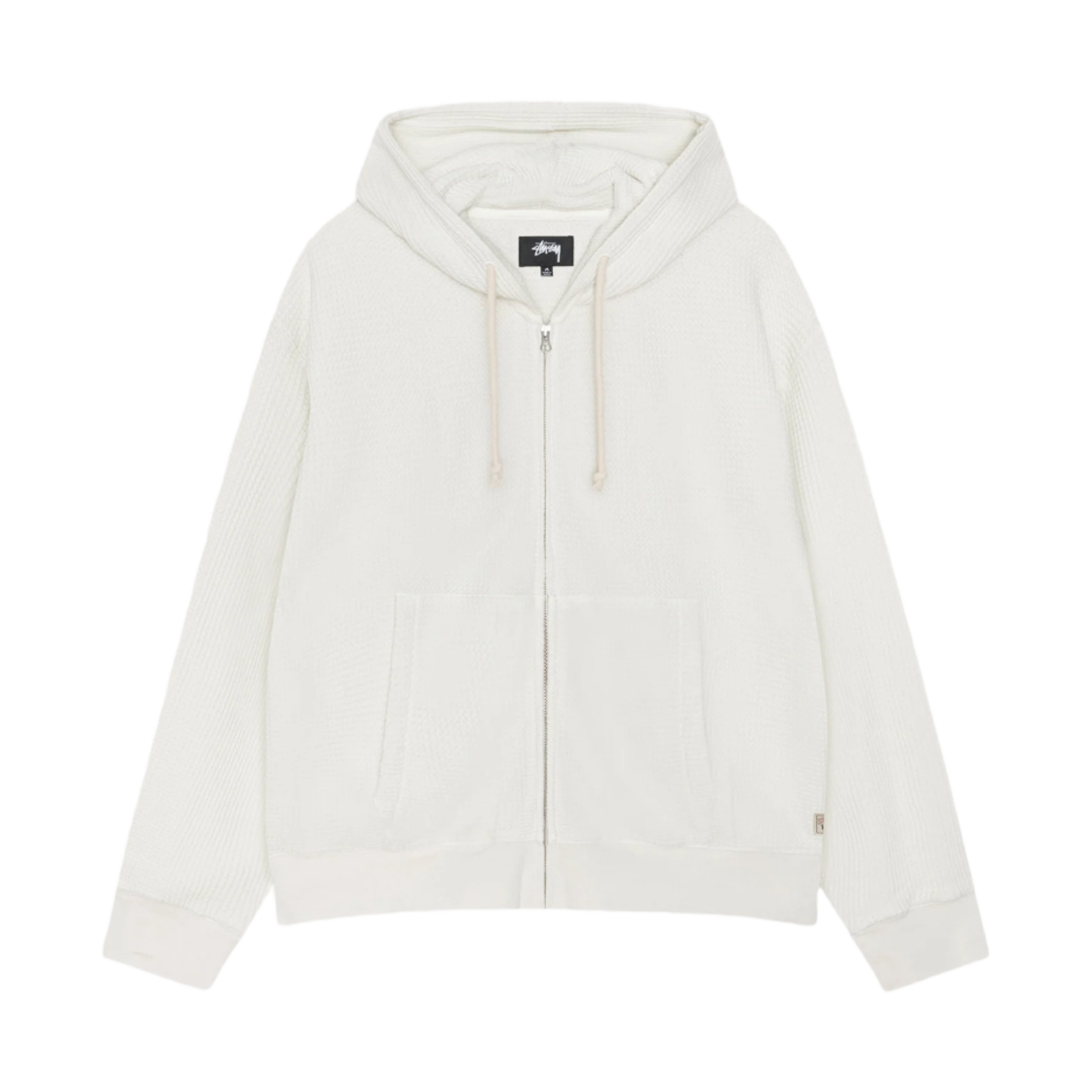 1140360 Stussy Double Layer Waffle Zip Hoodie Off White