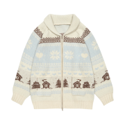 Margarin Fingers Lambswool Cowichan Knit Zip-Up Cream