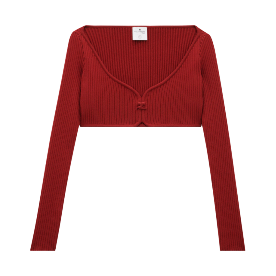 (W) 꾸레쥬 스왈로우 크롭 립 니트 탑 레드((W) Courreges Swallow Cropped Rib Knit Top Red) - 1
