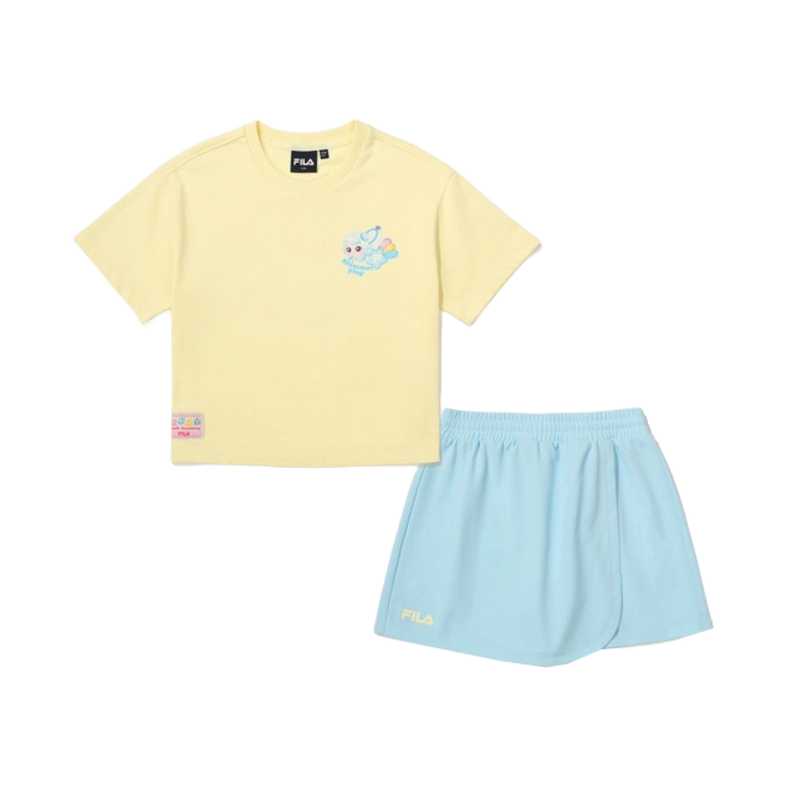 (Kids) 휠라 x 캐치! 티니핑 로열핑 셋 업 빛나핑 옐로우 라이트 옐로우((Kids) Fila x Catch! Teenieping Royalping Set Up Shimmerping Yellow Light Yellow)