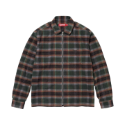 Supreme Shadow Plaid Flannel Zip Up Shirt Green - 24SS