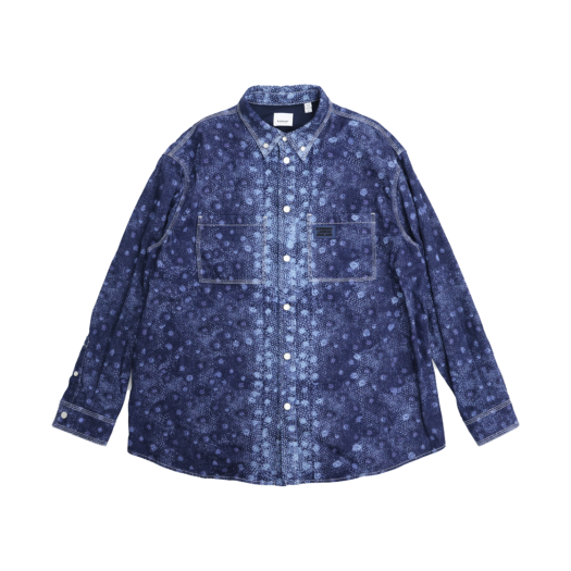 ITAM3WGKC8QF Burberry Dark Canvas Blue Fish Scale Print Denim Snap Shirt