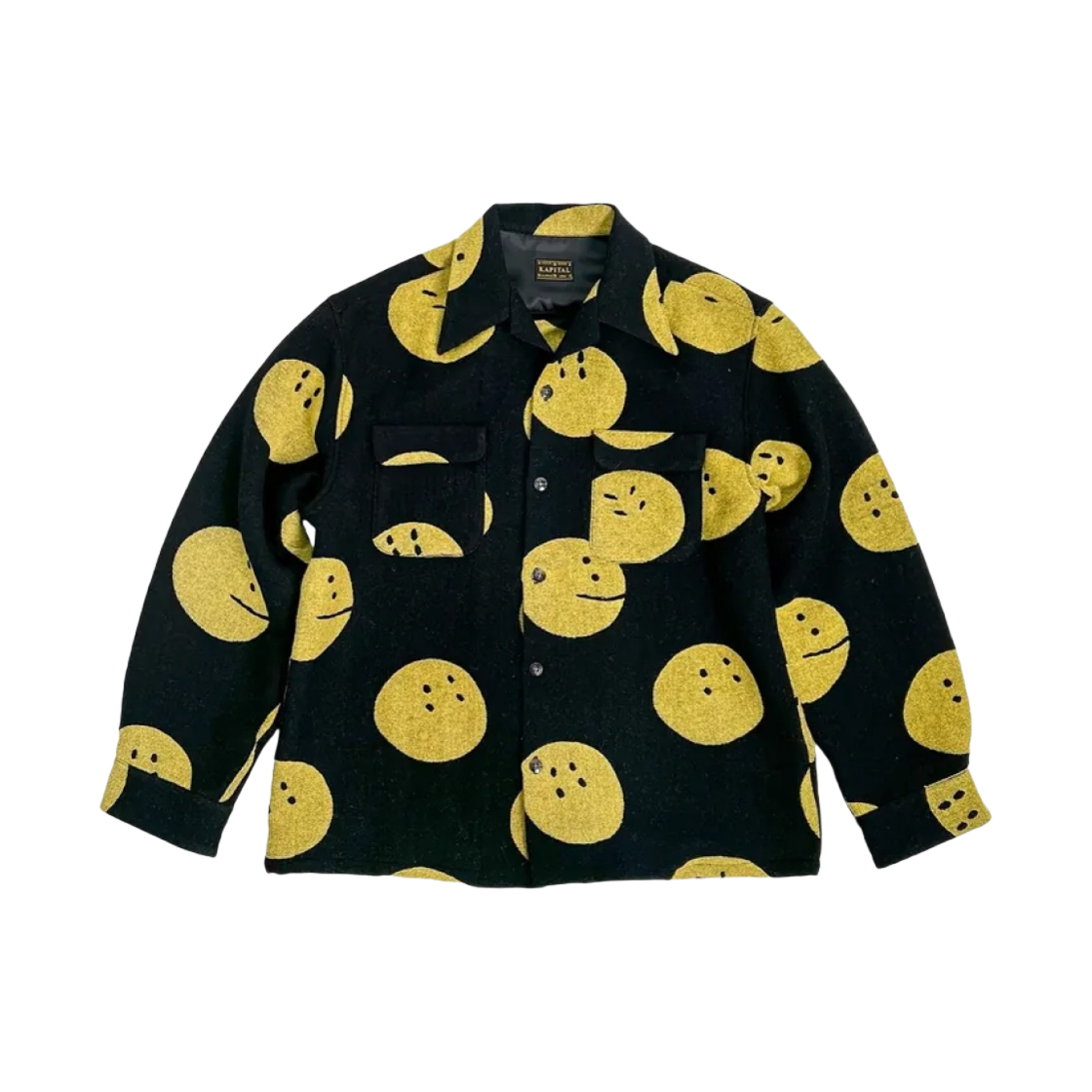 캐피탈 코튼 울 프로필 레인보위 패턴 보드 셔츠 블랙(Kapital Cotton Wool Profile Rainbowy Pattern Board Shirt Black) - 1