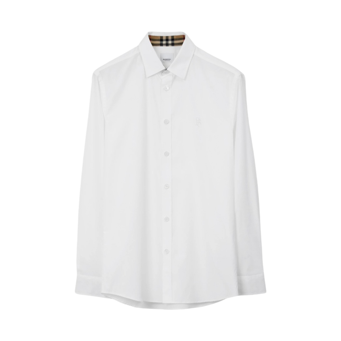 버버리 슬림핏 모노그램 모티프 스트레치 코튼 포플린 셔츠 화이트(Burberry Slim Fit Monogram Motif Stretch Cotton Poplin Shirt White) - 1