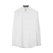 Burberry Slim Fit Monogram Motif Stretch Cotton Poplin Shirt White