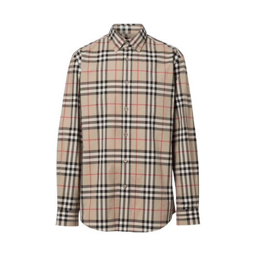 Burberry Check Cotton Poplin Shirt Archive Beige