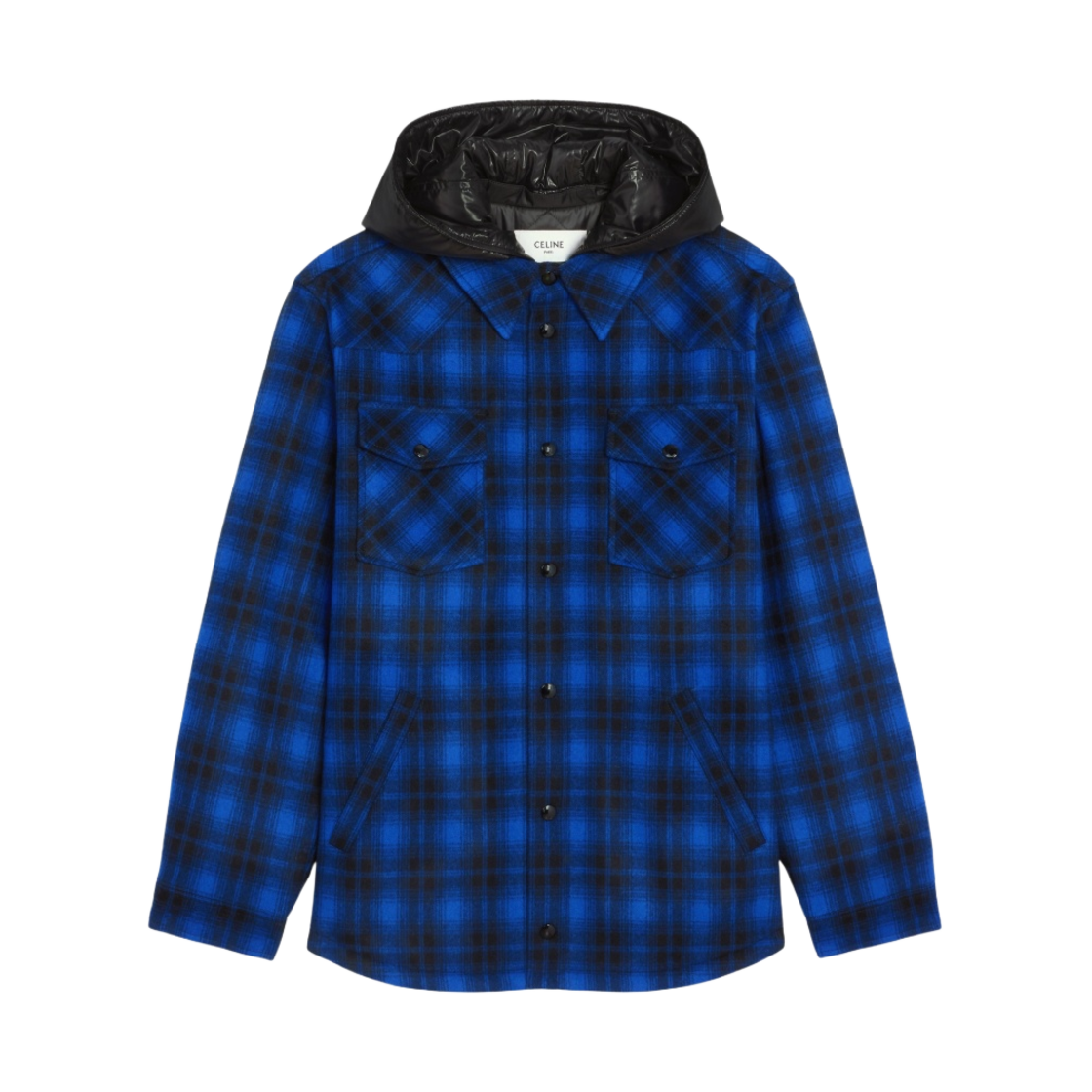 셀린느 체크 플란넬 오버셔츠 로얄 블루 블랙(Celine Checked Flannel Overshirt Royal Blue Black) - 1