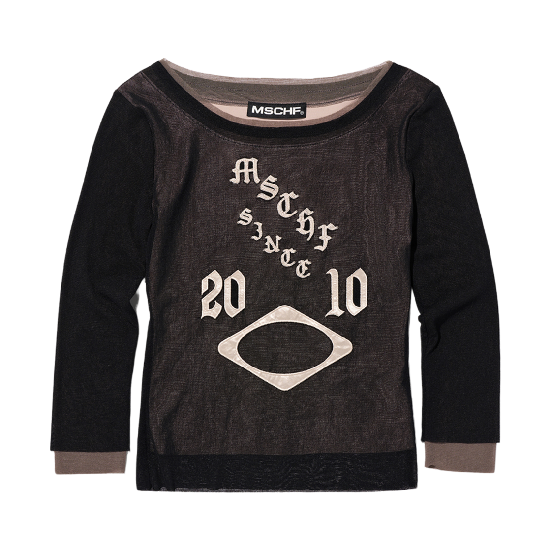 (W) 미스치프 보트넥 메쉬 탑 블랙